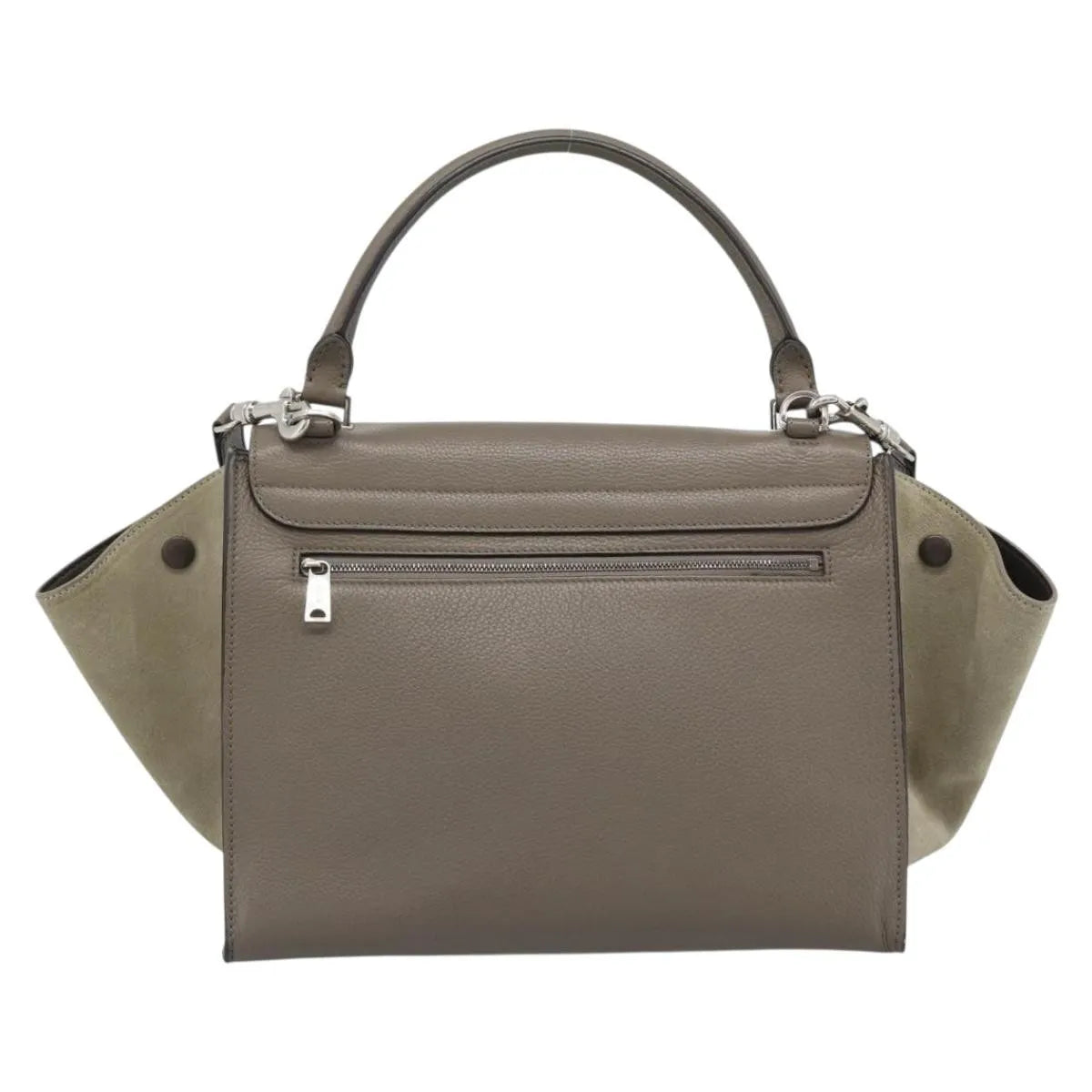 Celine Trapeze Leather With Suede Gray Leather Handbag (Pre-Owned)