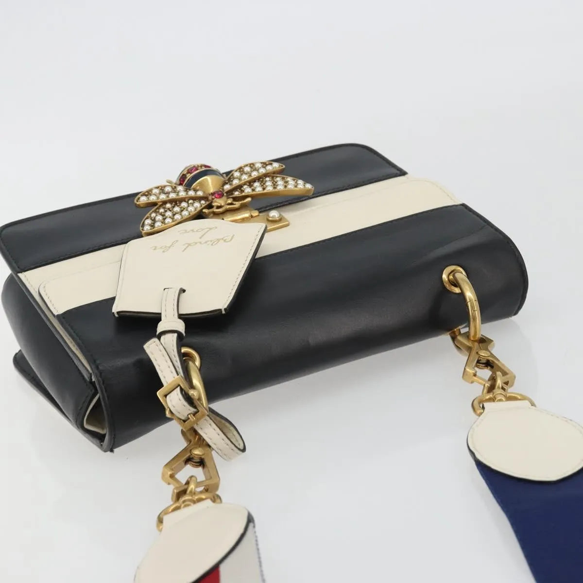 Gucci Queen Margaret Flap Colorblock Leather Black Leather Shoulder Bag Bag (Pre-Owned)