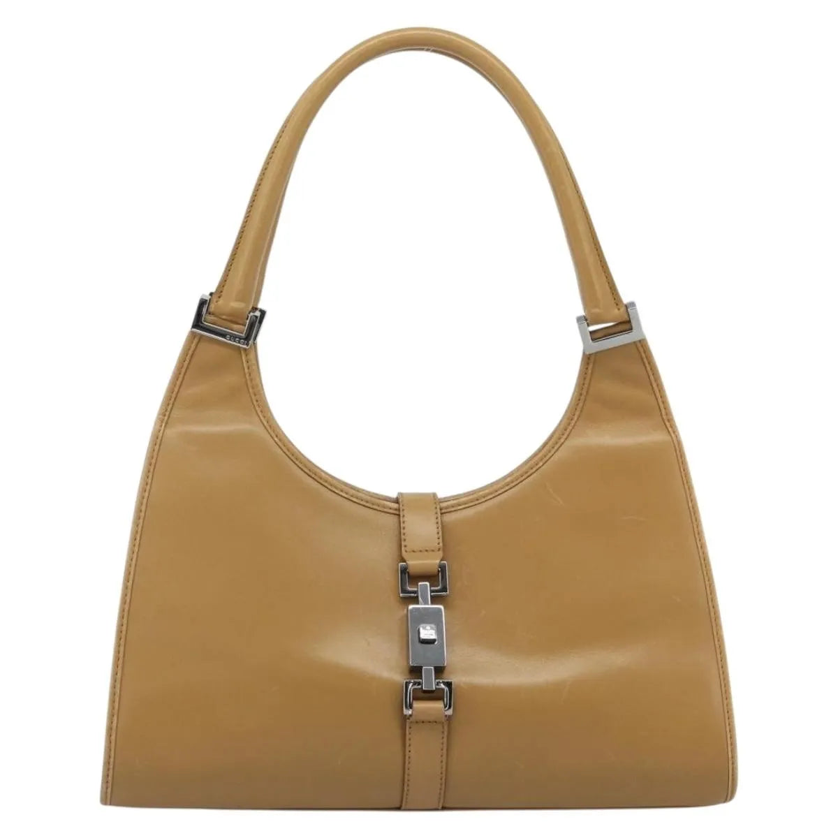 Gucci Piston Jackie O Hobo Leather Beige Leather Handbag (Pre-Owned)