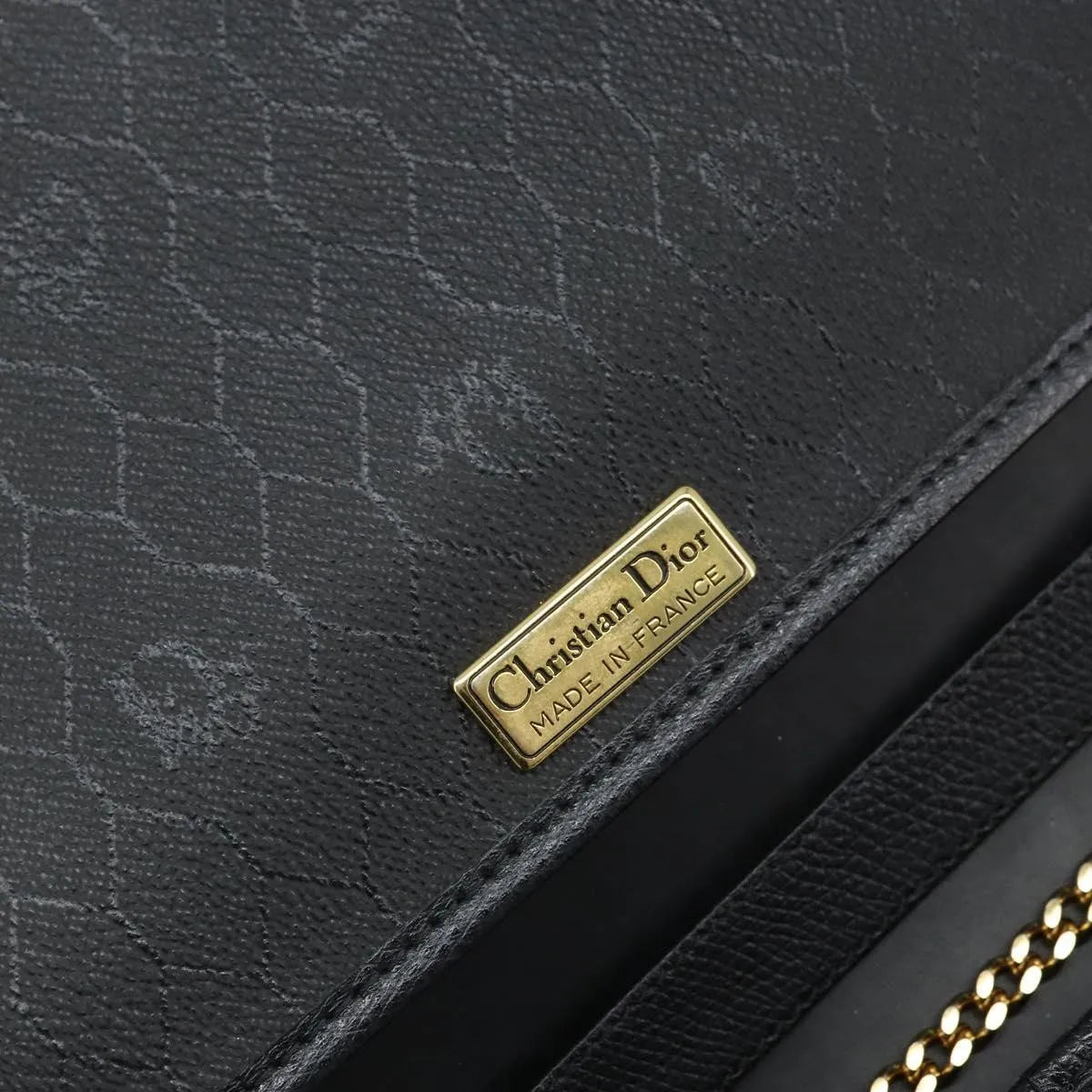 Christian Dior Vintage Honeycomb Chain Canvas Black Canvas Shoulder Bag Bag (Pre-Owned)