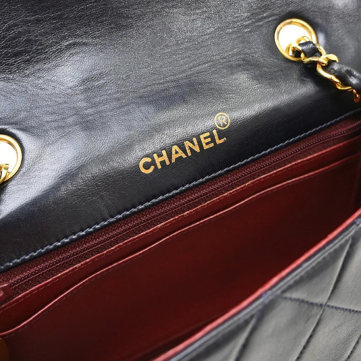Chanel Vintage Diana Flap Quilted Lambskin Navy Leather Shoulder Bag Bag (Pre-Owned)