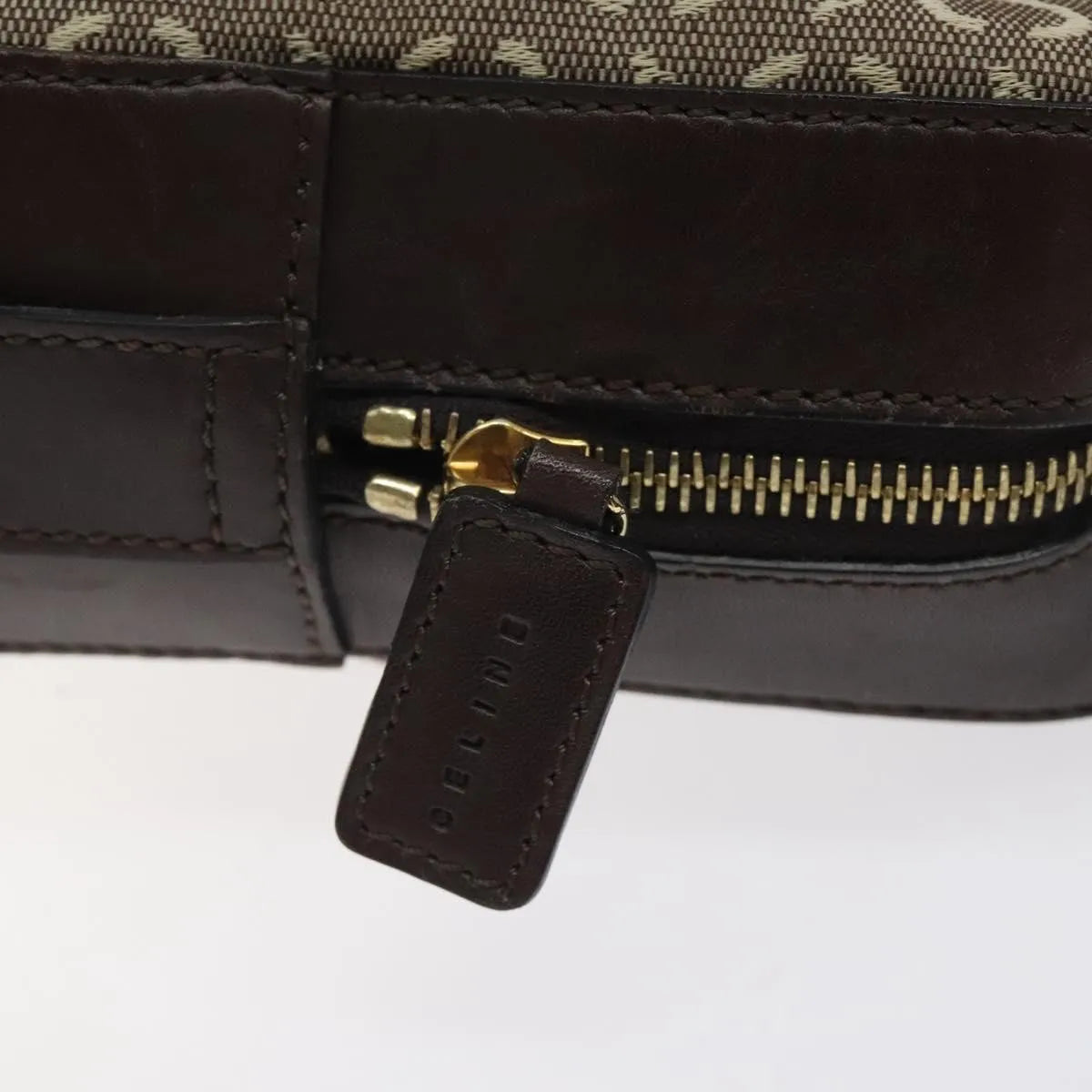 Celine C Macadam Handbag Canvas Gray Canvas Handbag (Pre-Owned)