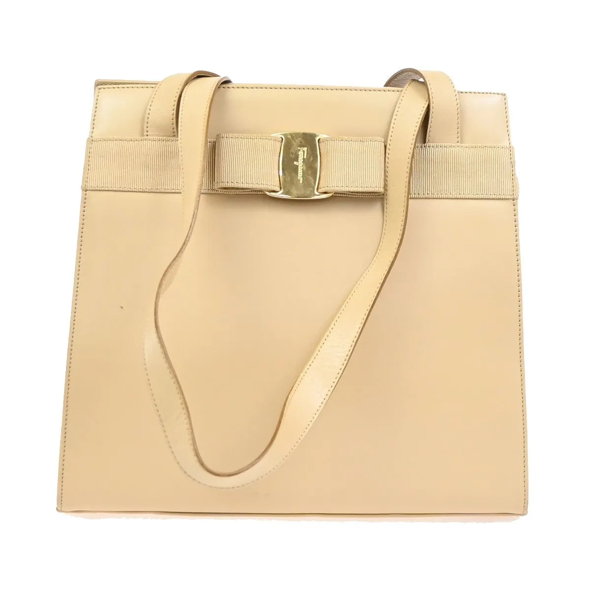 Salvatore Ferragamo Vala Leather Beige Leather Shoulder Bag Bag (Pre-Owned)