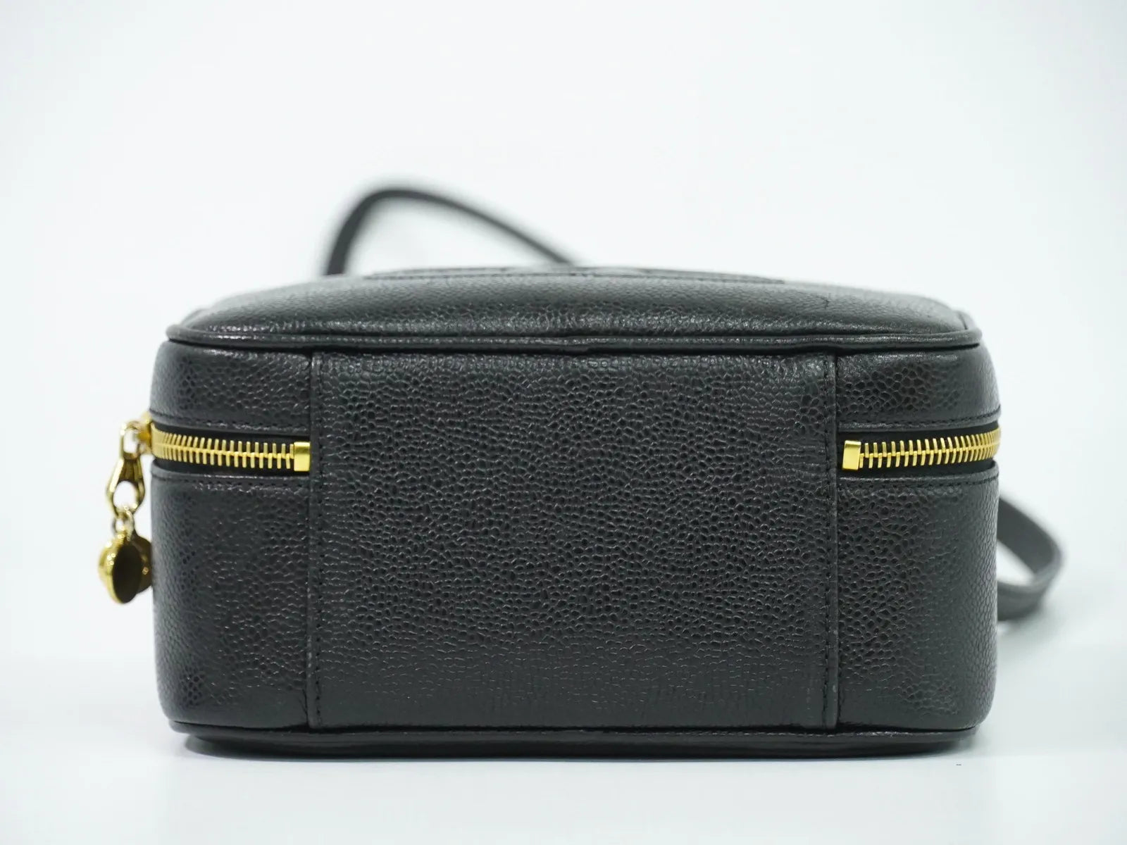 Chanel Vintage Timeless Zip Around Vanity Case Caviar Black Leather Handbag (Pre-Owned)