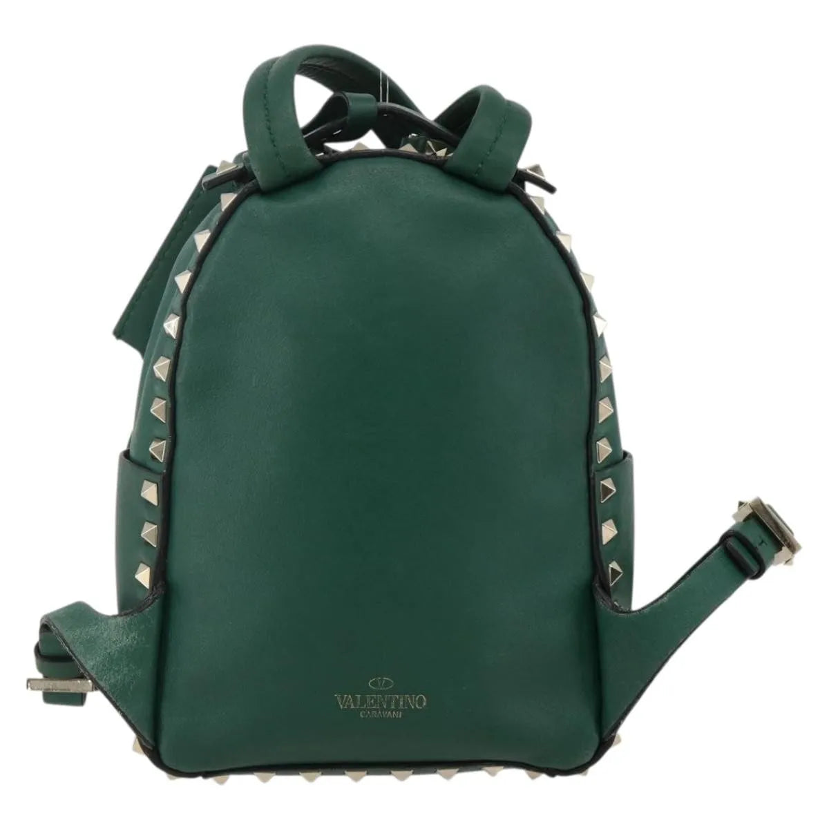 Valentino Garavani Rockstud Leather Green Leather Backpack Bag (Pre-Owned)