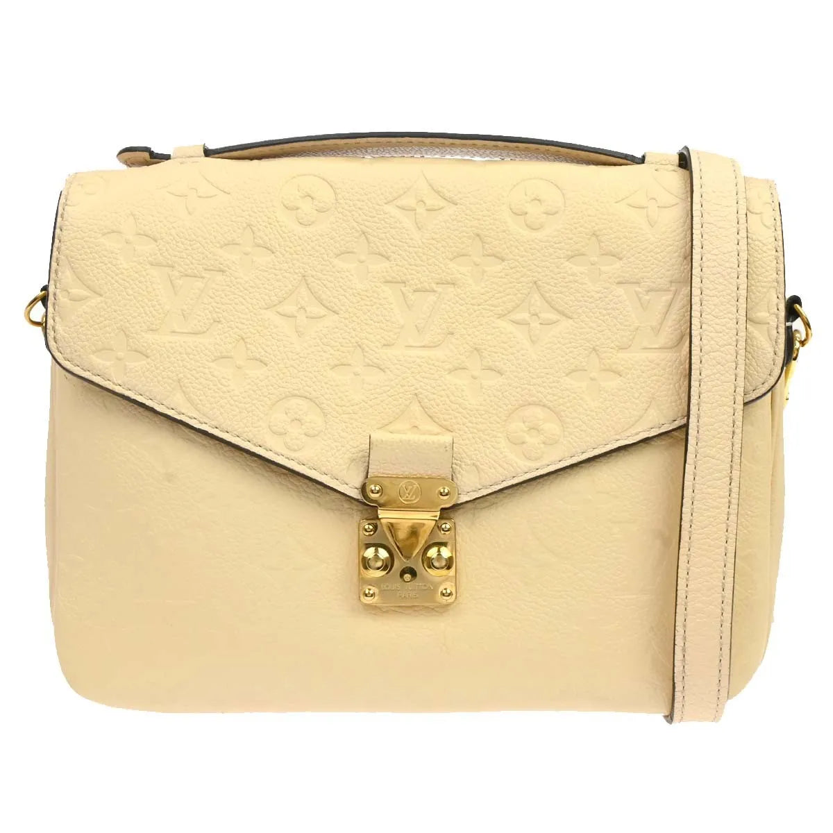 Louis Vuitton Braided Handle Pochette Metis Monogram Empreinte Leather Beige Leather Handbag (Pre-Owned)