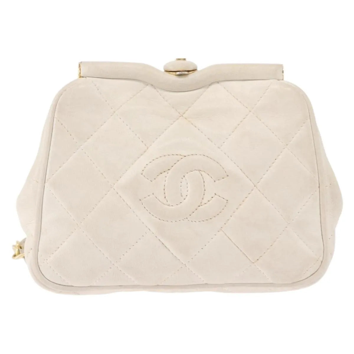 Chanel Vintage Diamond Cc Tassel Quilted Lambskin White Leather Shoulder Bag Bag (Pre-Owned)
