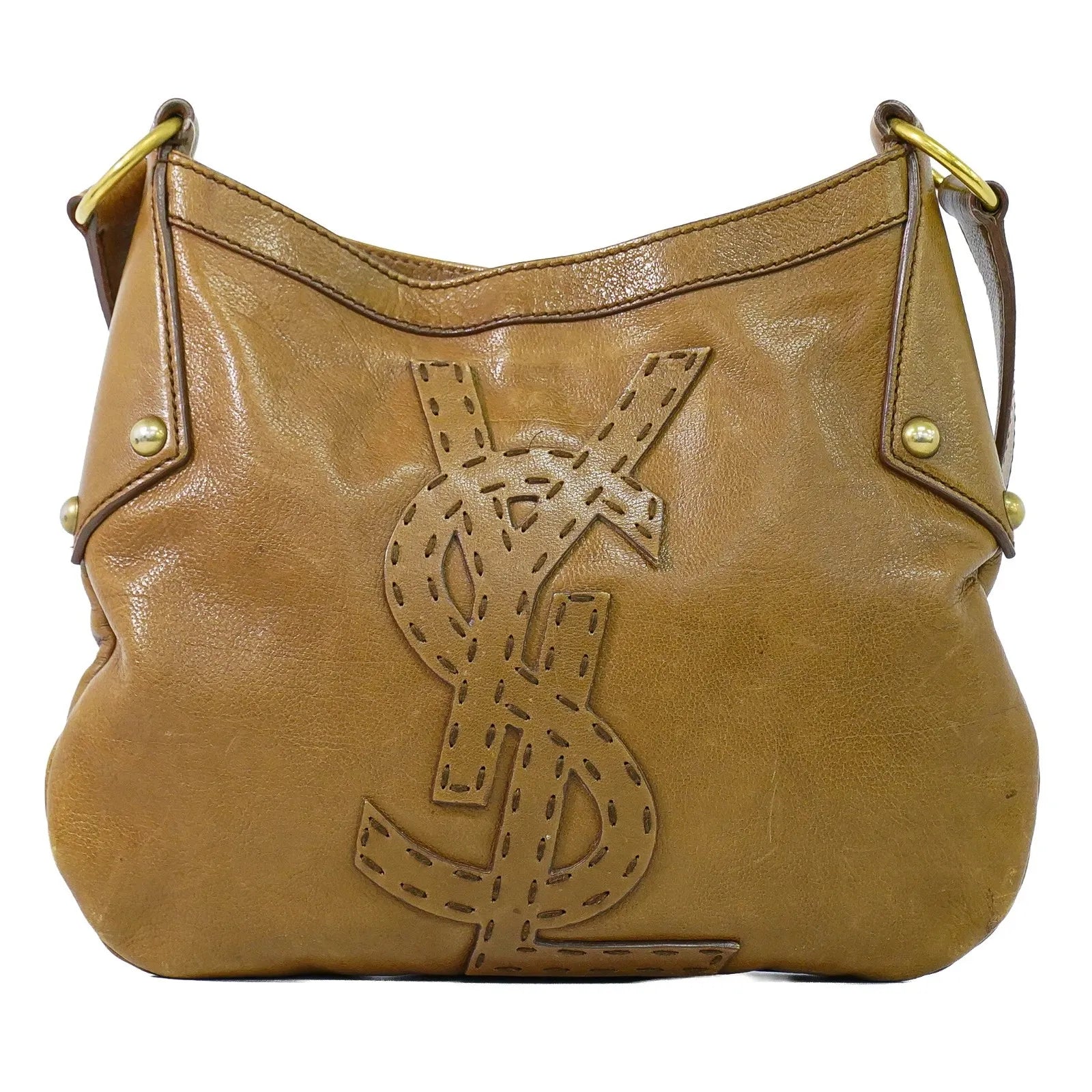 Saint Laurent Mombasa Hobo Leather Brown Leather Shoulder Bag Bag (Pre-Owned)