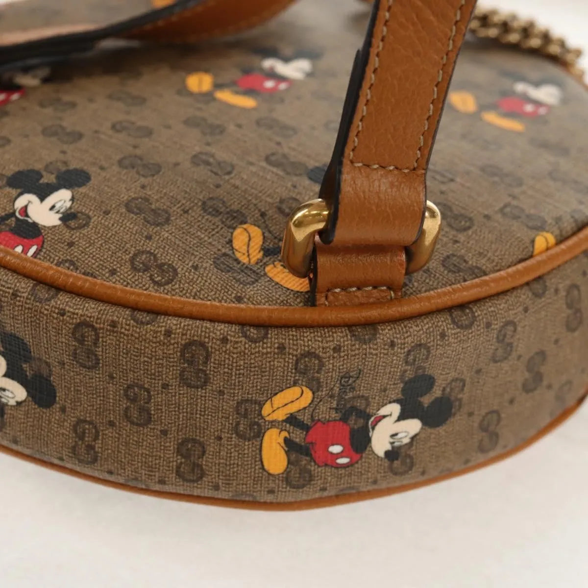 Gucci Disney Mickey Mouse Round Backpack (Outlet) Printed Mini Gg Coated Canvas Beige Canvas Backpack Bag (Pre-Owned)