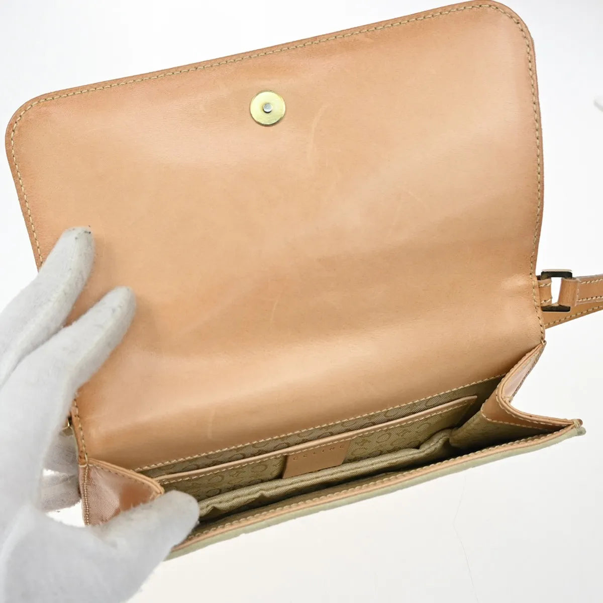 Celine C Macadam Shoulder Suede Beige Suede Clutche & Pouche Bag (Pre-Owned)