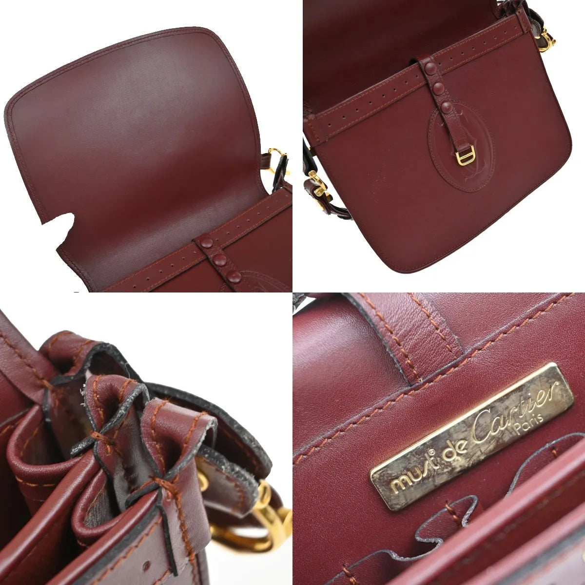 Cartier Must De Cartier Leather Red Leather Shoulder Bag Bag (Pre-Owned)