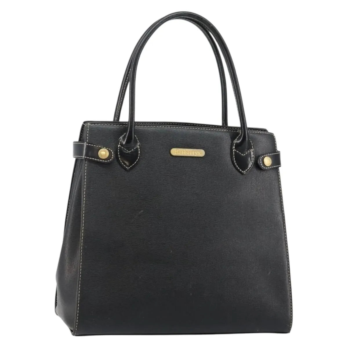 Burberry Vintage Leather Black Leather Handbag (Pre-Owned)