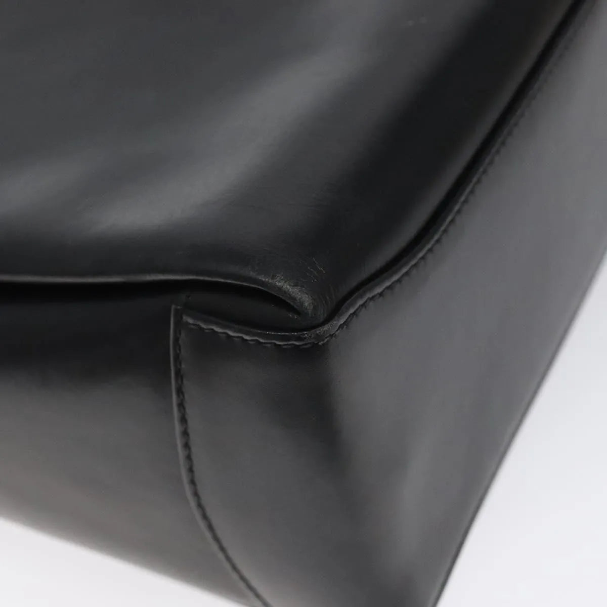 Gucci Vintage Convertible Box Leather Black Leather Handbag (Pre-Owned)