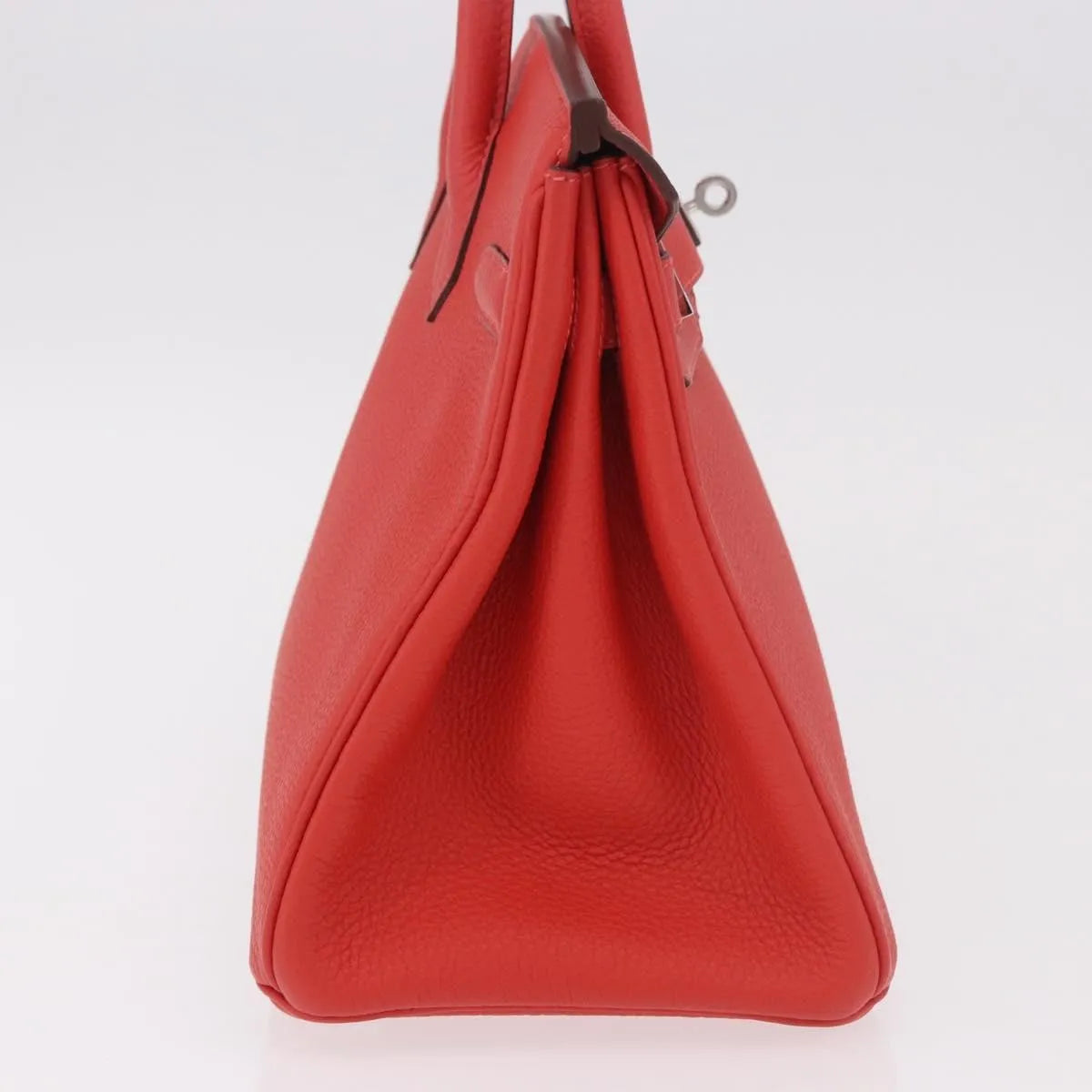 Hermes Birkin Handbag Red Togo With Palladium Hardware Red Leather Handbag (Pre-Owned)