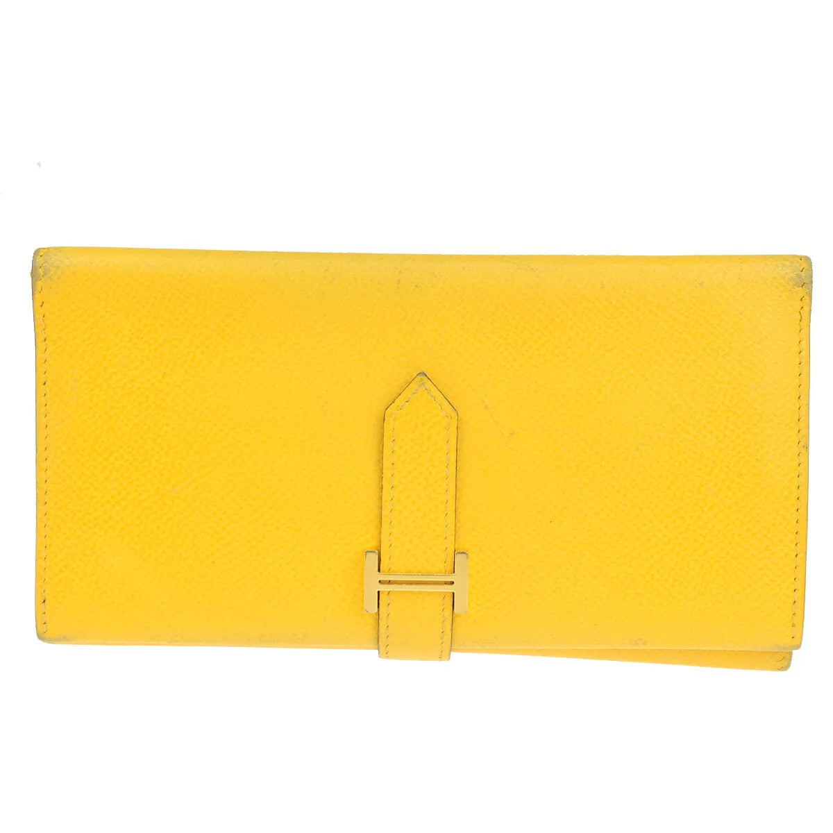 Hermes Bearn Trifold Epsom Yellow Leather Wallets Accessory (Pre-Owned)