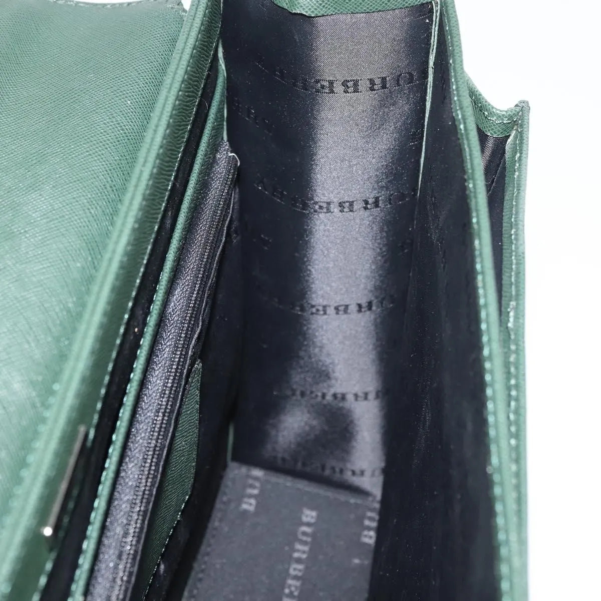 Burberry Briefcase Leather Green Leather Briefcase Bag (Pre-Owned)