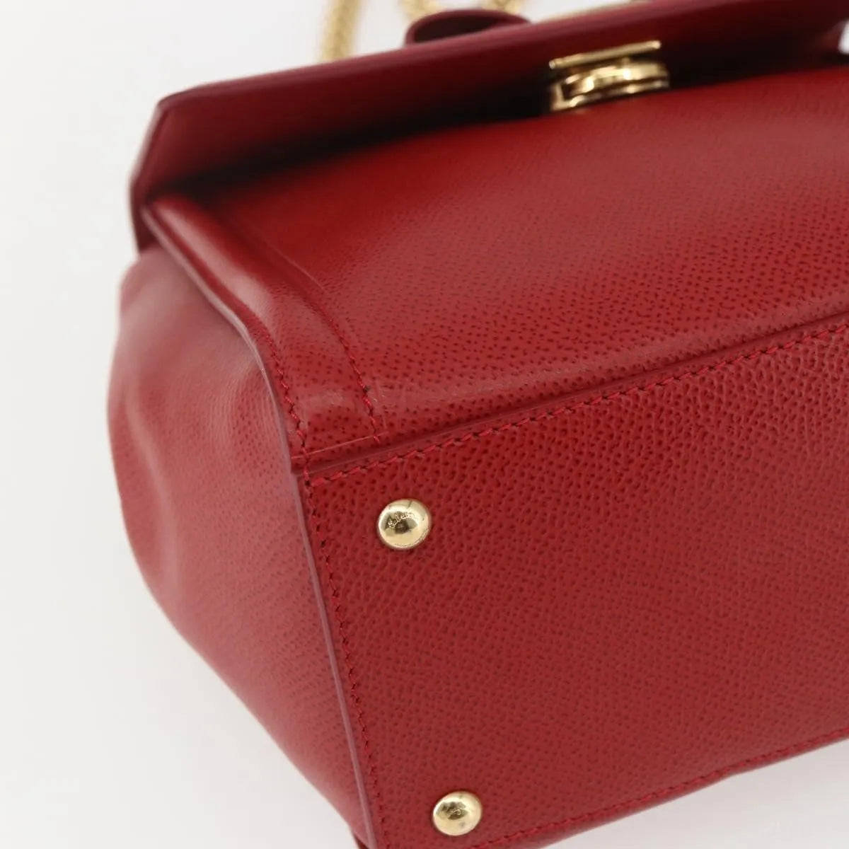 Salvatore Ferragamo Carrie Vara Saffiano Leather Red Leather Shoulder Bag Bag (Pre-Owned)
