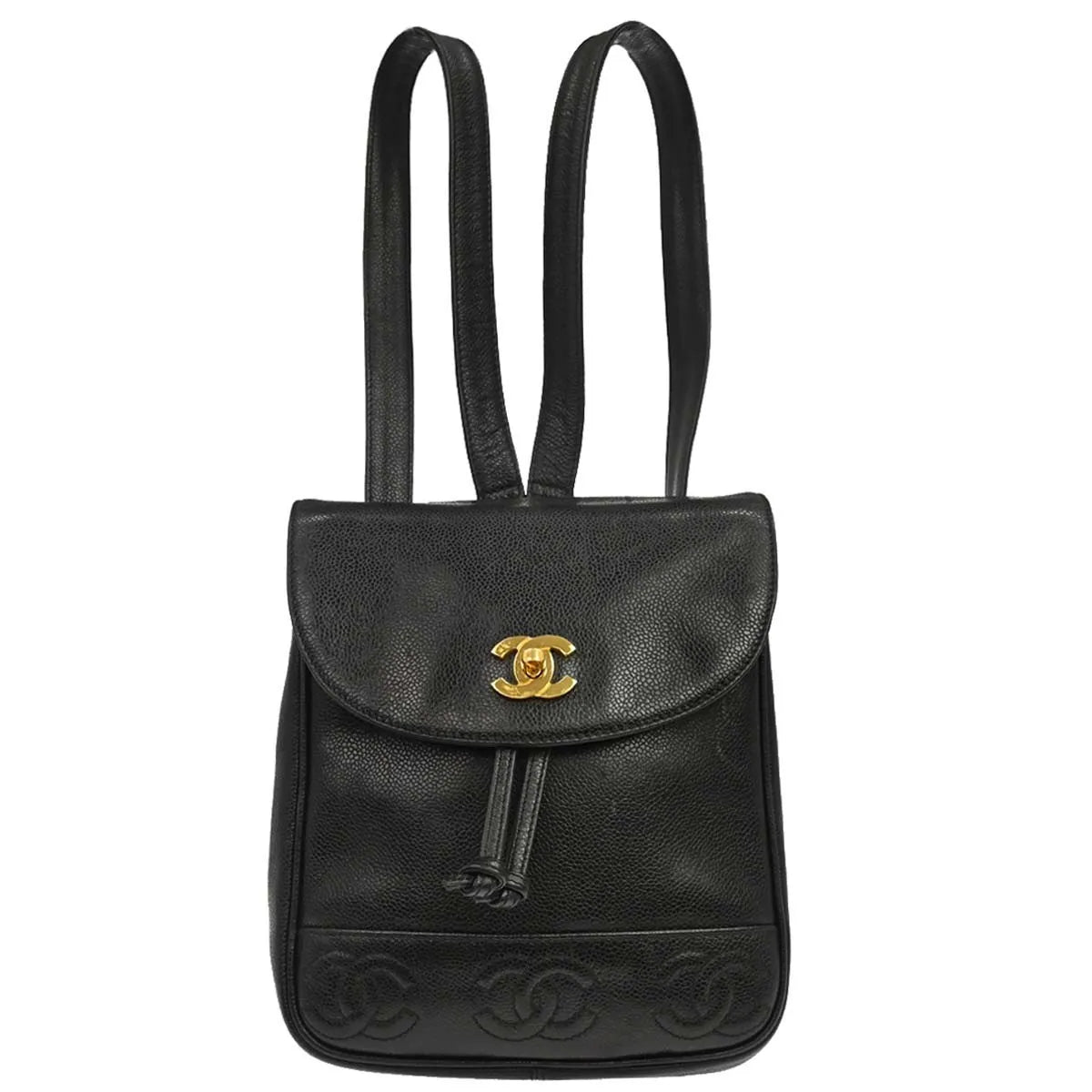 Chanel Vintage Caviar Black Leather Backpack Bag (Pre-Owned)
