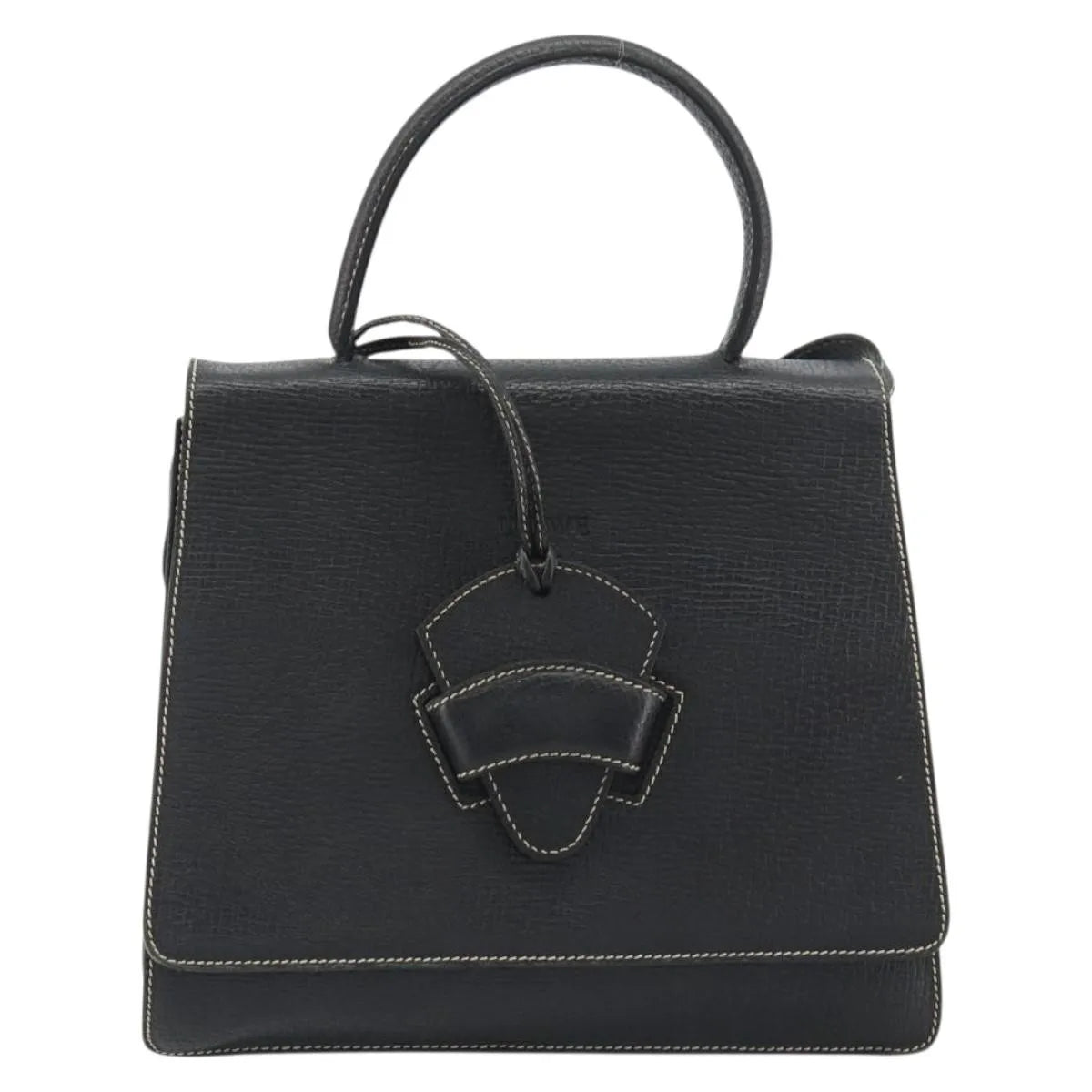 Loewe Barcelona Top Handle Leather Black Leather Handbag (Pre-Owned)