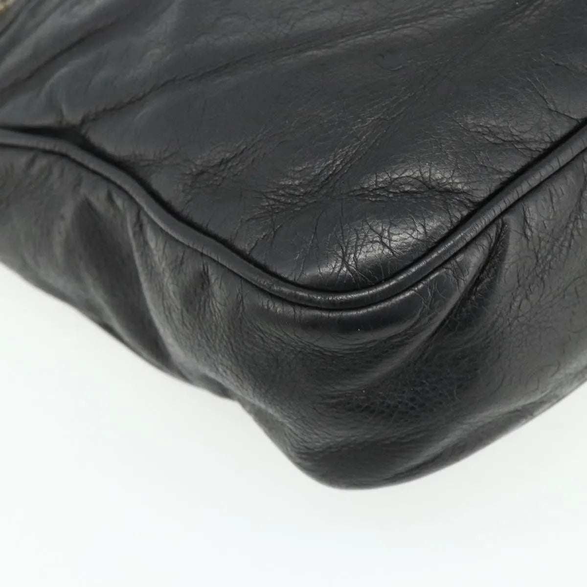 Gucci Front Zip Messenger Guccissima Leather Black Leather Shoulder Bag Bag (Pre-Owned)