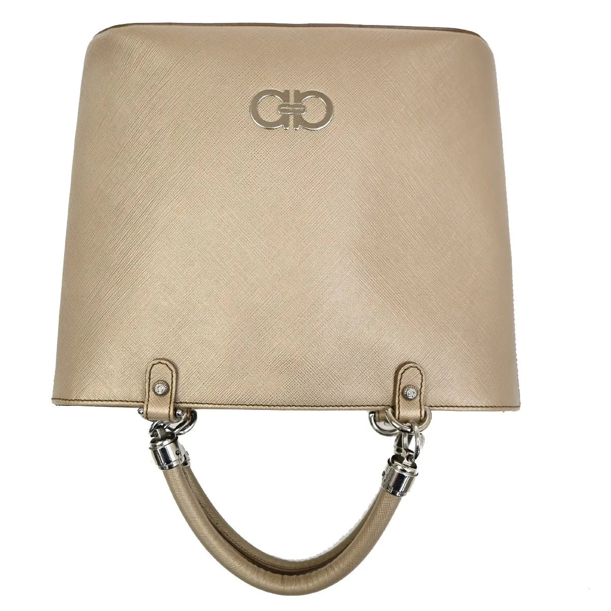 Salvatore Ferragamo Gancini Leather Beige Leather Handbag (Pre-Owned)
