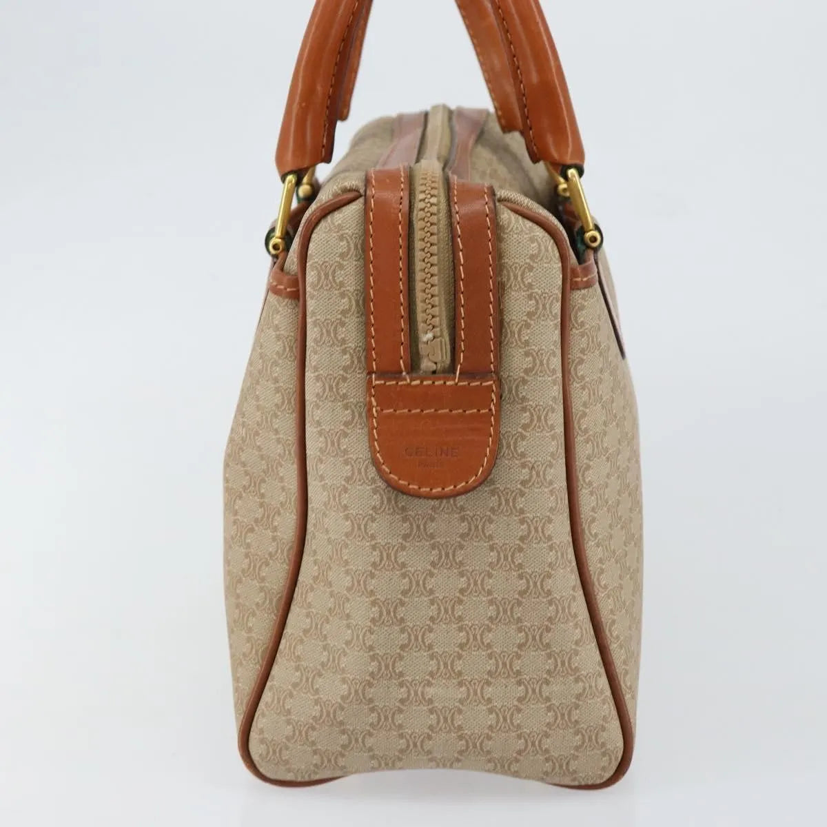 Celine Vintage Macadam Canvas Beige Canvas Handbag (Pre-Owned)