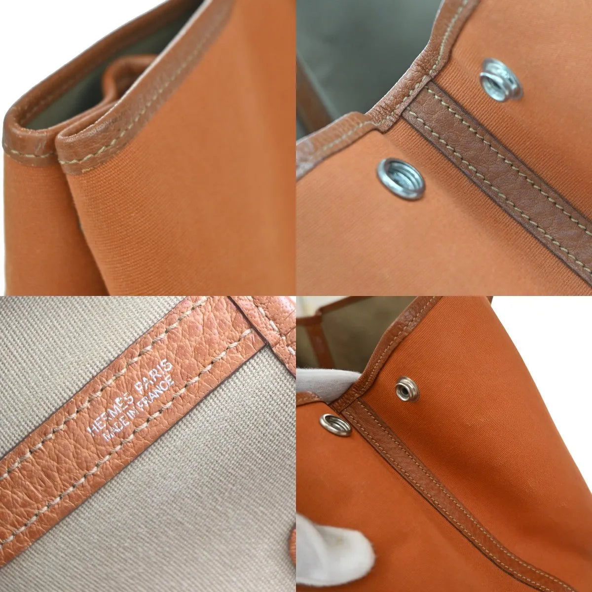 Hermes Garden Party Toile And Leather Orange Canvas Handbag (Pre-Owned)