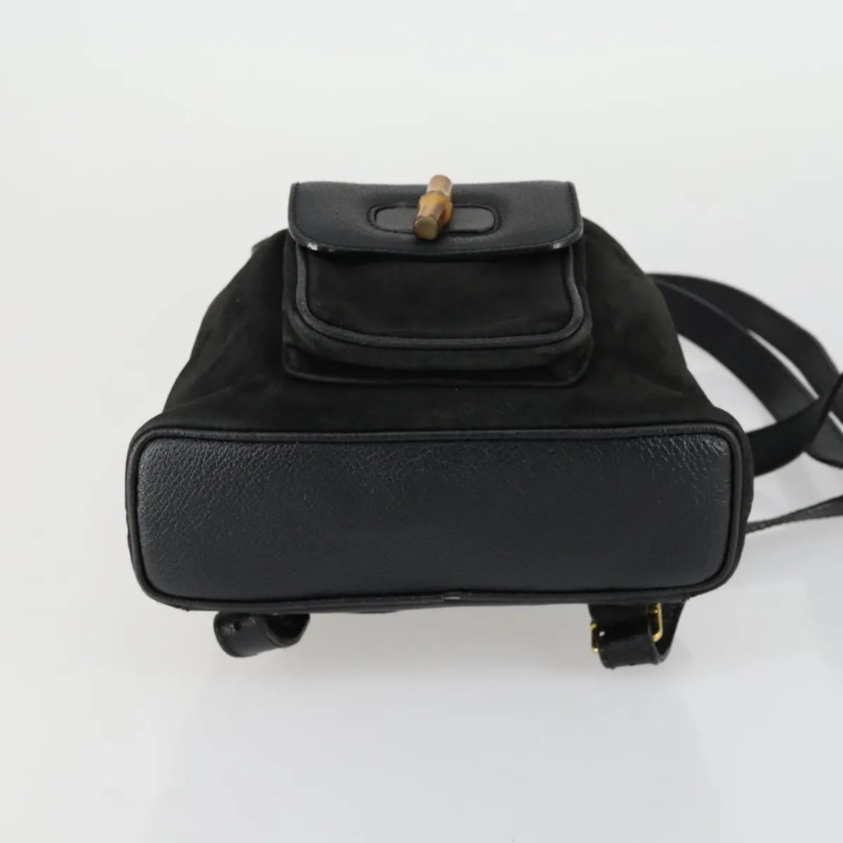 Gucci Vintage Bamboo Suede Black Leather Backpack Bag (Pre-Owned)