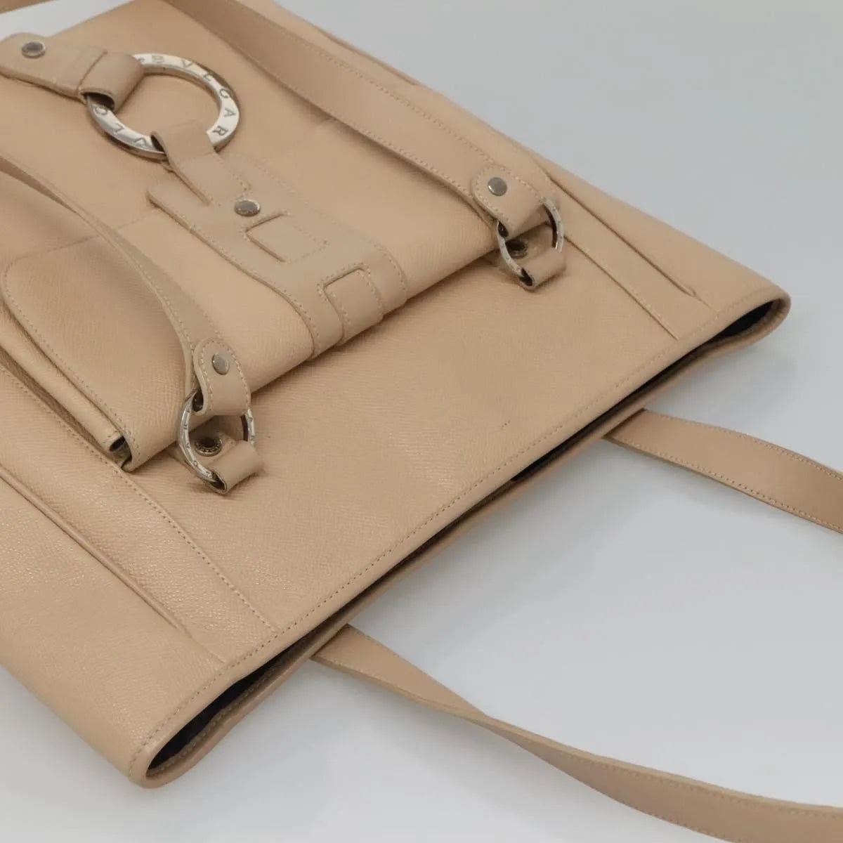 Bvlgari Vintage Leather Beige Leather Tote Bag Bag (Pre-Owned)