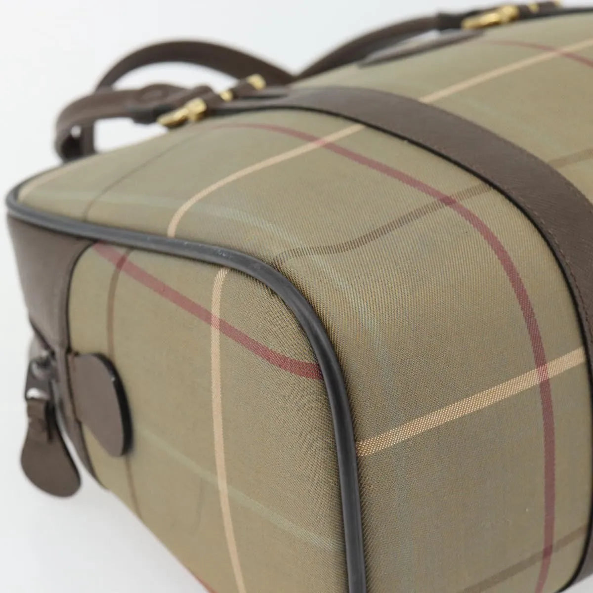 Burberry Nova Check Boston Canvas Beige Canvas Handbag (Pre-Owned)
