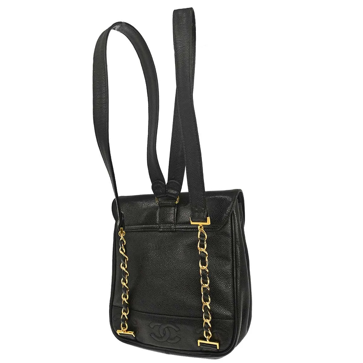 Chanel Vintage Caviar Black Leather Backpack Bag (Pre-Owned)