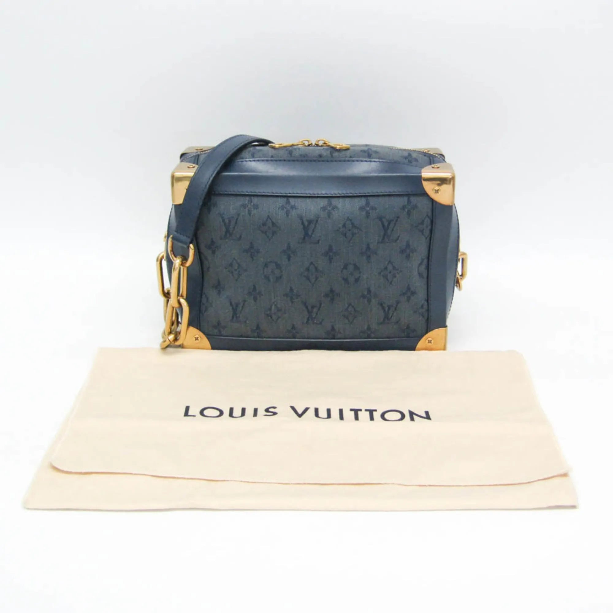 Louis Vuitton Soft Trunk Monogram Denim Blue Denim_Jeans Shoulder Bag Bag (Pre-Owned)