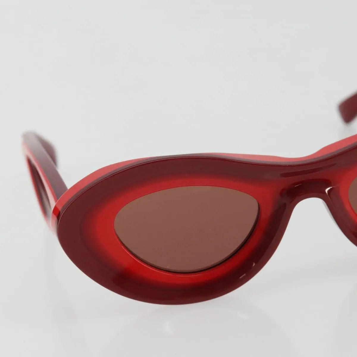 Bottega Veneta Ovale Acetate Red Plastic Sunglasse Accessory (Pre-Owned)