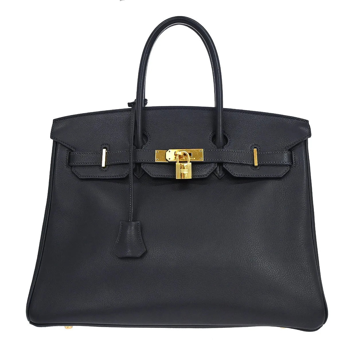 Hermes Birkin Blue Togo With Gold Hardware Blue Leather Handbag (Pre-Owned)