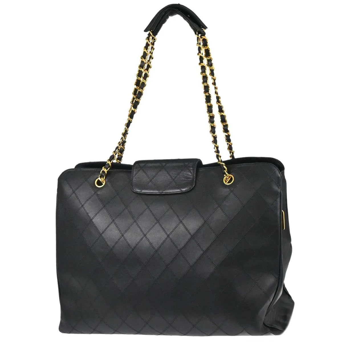 Chanel Vintage Supermodel Weekender Quilted Leather Black Leather Shoulder Bag Bag (Pre-Owned)