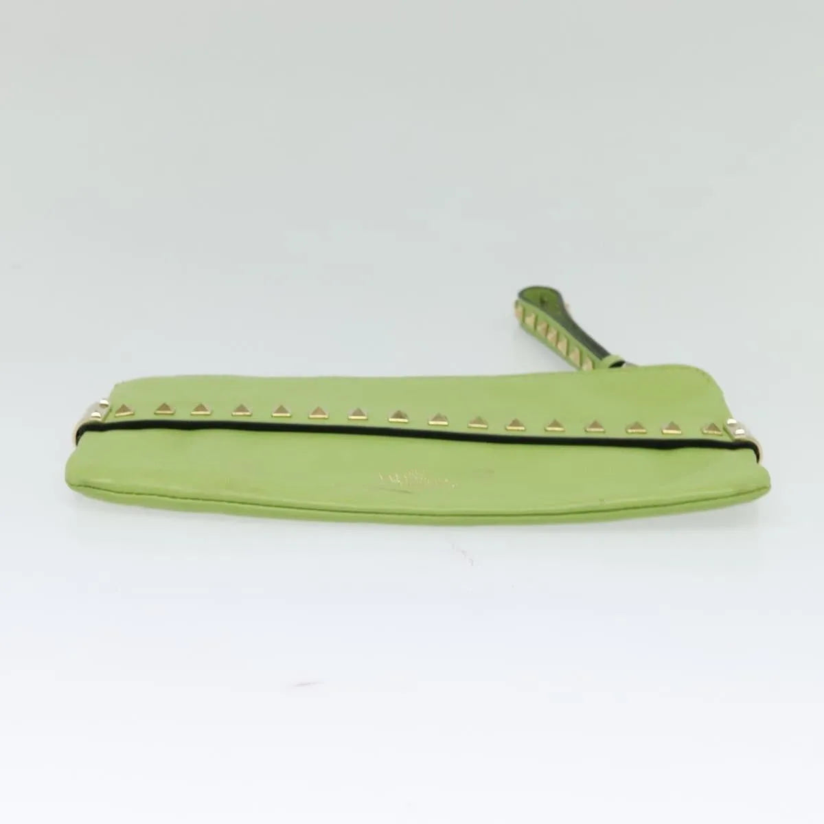 Valentino Garavani Rockstud Wristlet Leather Green Leather Clutche & Pouche Bag (Pre-Owned)