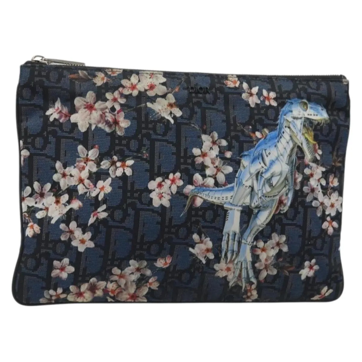 Christian Dior Diorama Clutch Satin Navy Canvas Clutche & Pouche Bag (Pre-Owned)