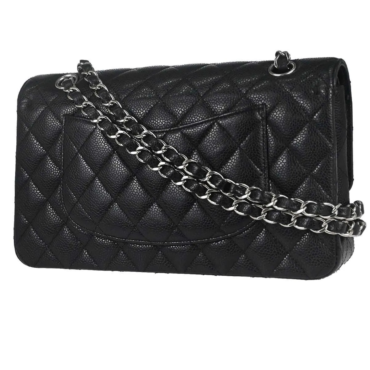 Chanel Timeless - Classic Double Flap Quilted Caviar Black Calfskin Shoulder Bag Bag (Pre-Owned)