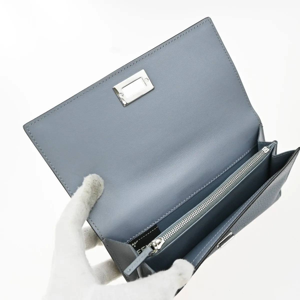 Fendi Peekaboo Leather Blue Leather Wallets Accessory (Pre-Owned)