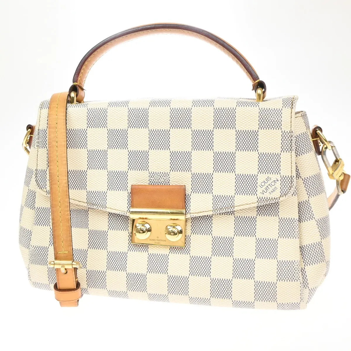 Louis Vuitton Croisette Damier White Canvas Handbag (Pre-Owned)