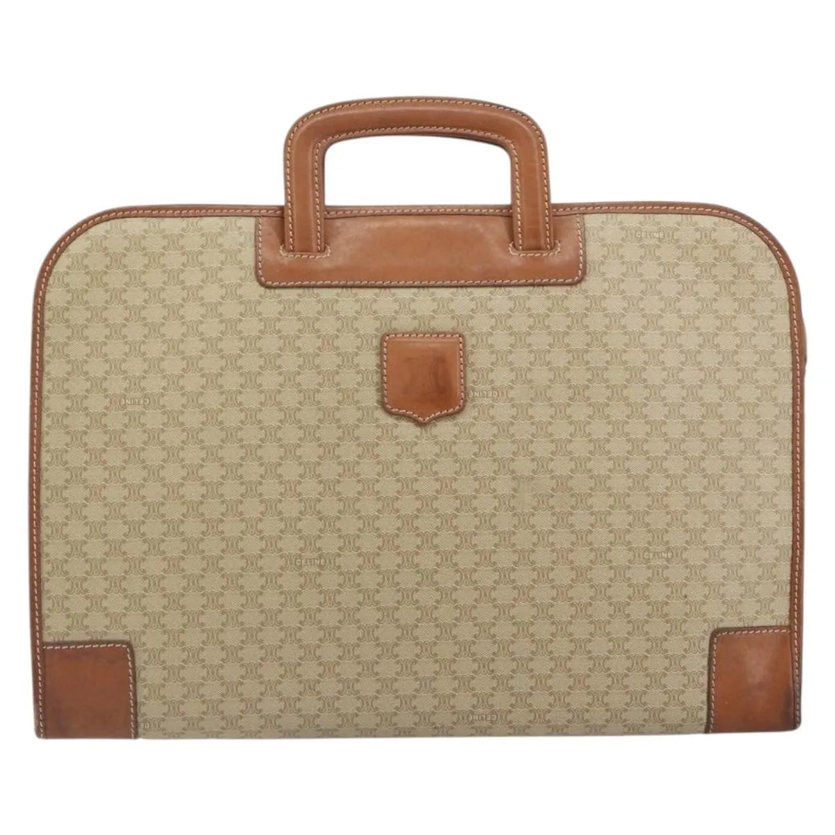 Celine Vintage Macadam Canvas Beige Canvas Handbag (Pre-Owned)
