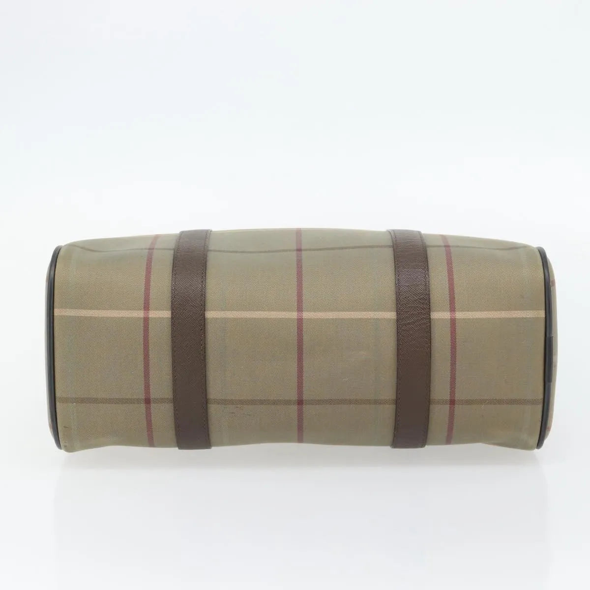 Burberry Nova Check Boston Canvas Beige Canvas Handbag (Pre-Owned)