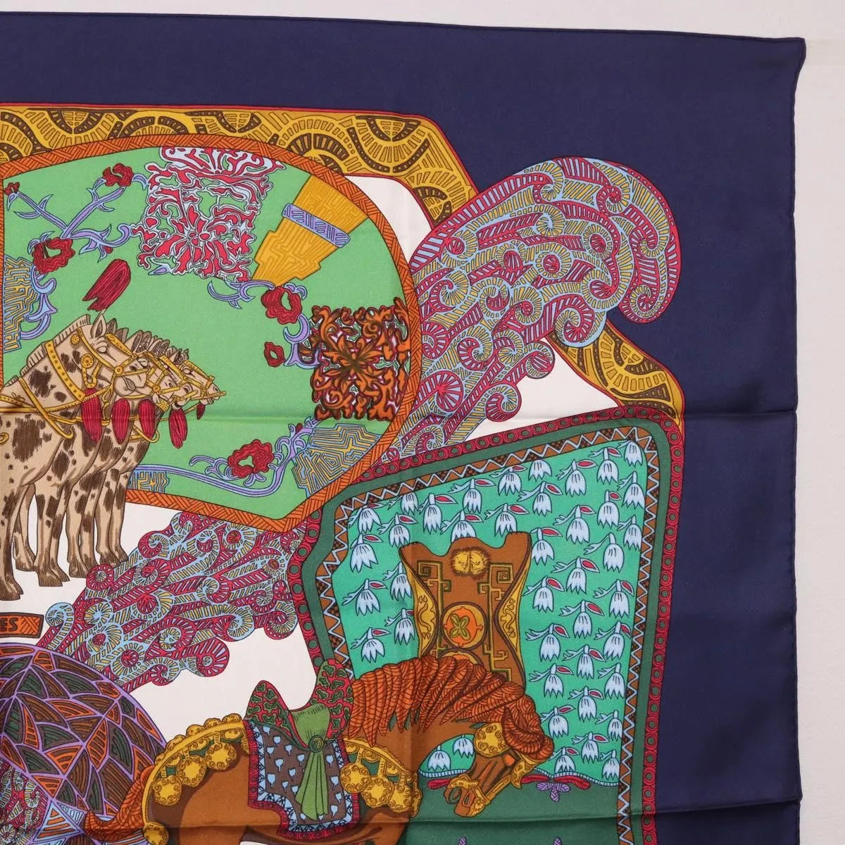 Hermes Carré 90 Silk Multicolor Navy Silk Scarve & Shawl Accessory (Pre-Owned)