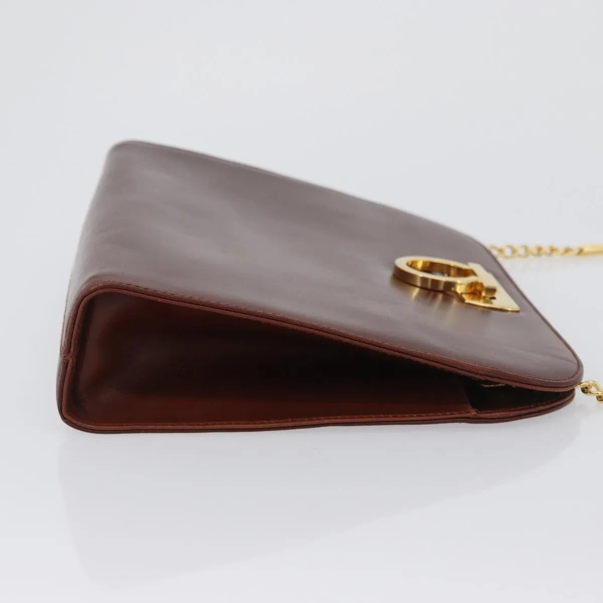 Salvatore Ferragamo Vintage Gancini Chain Leather Brown Leather Shoulder Bag Bag (Pre-Owned)