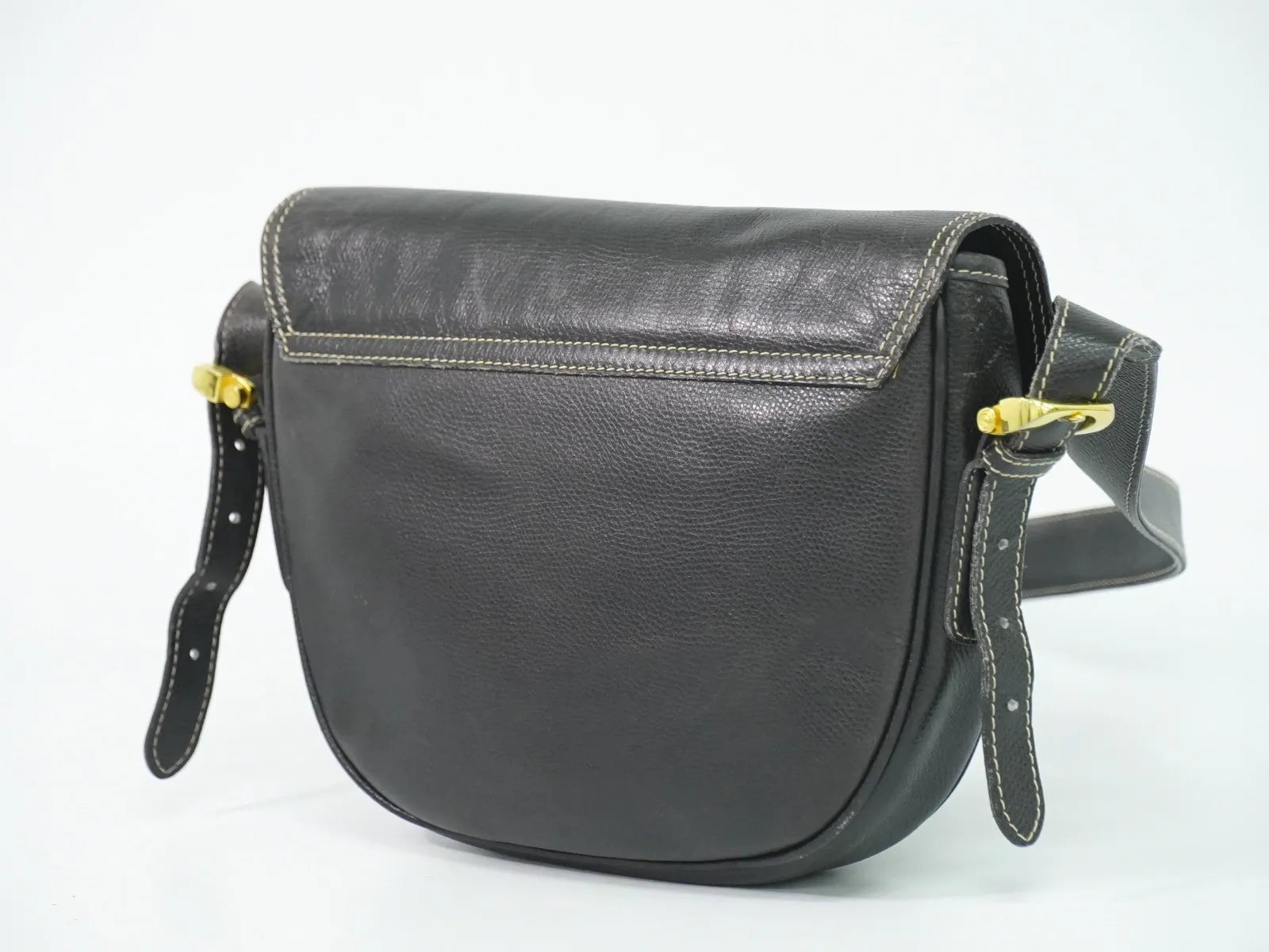 Loewe Anagram Leather Black Leather Shoulder Bag Bag (Pre-Owned)