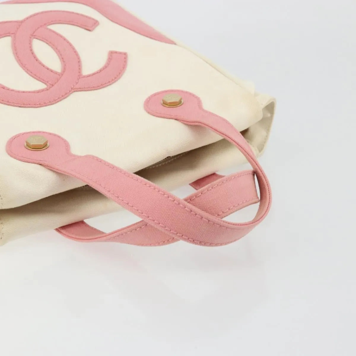 Chanel Vintage Cc Tote Canvas Beige Canvas Tote Bag Bag (Pre-Owned)
