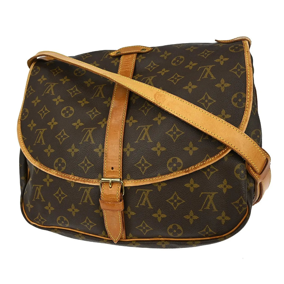 Louis Vuitton Saumur Monogram Brown Canvas Shoulder Bag Bag (Pre-Owned)