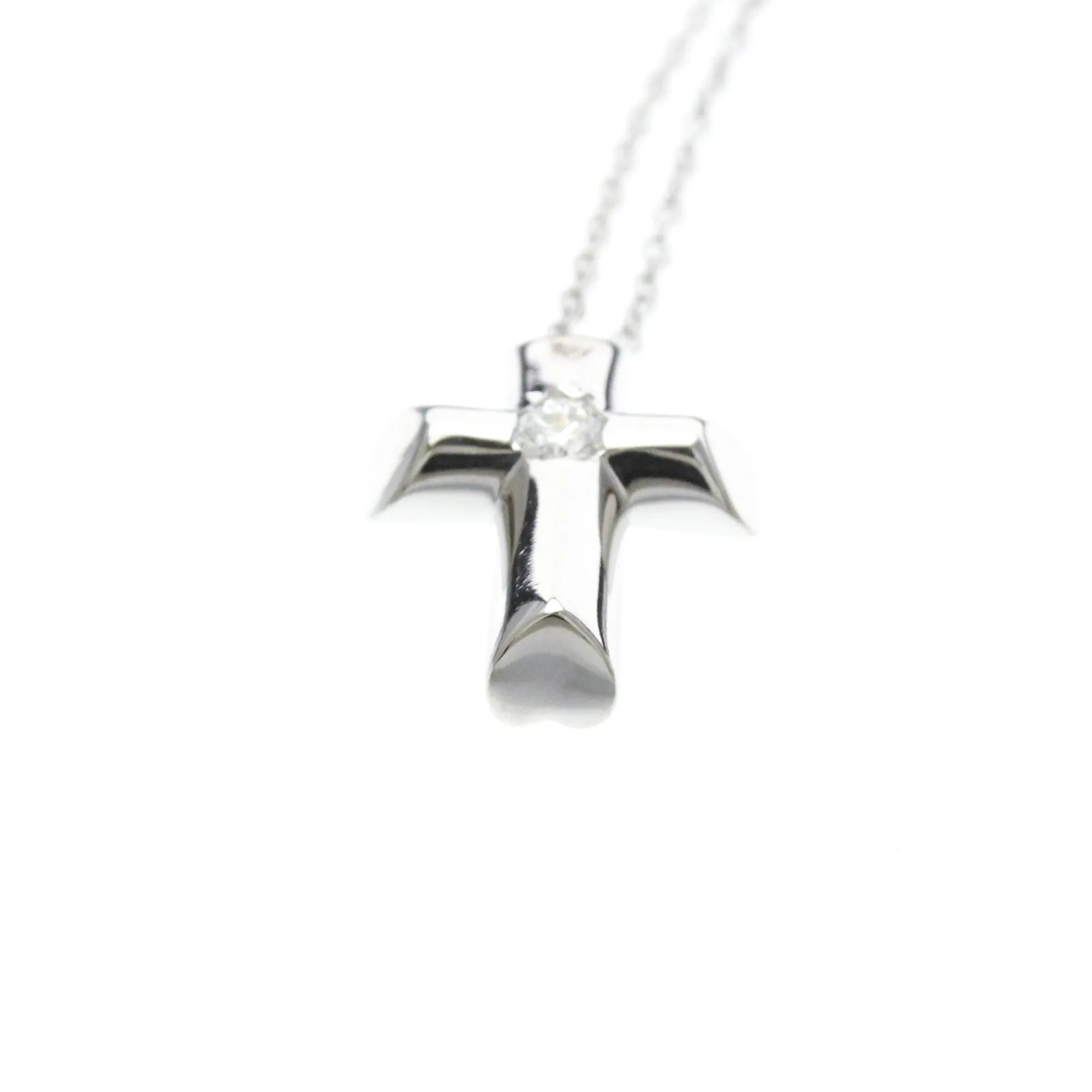 Tiffany & Co. Etoile Cross Pendant 18K White Gold With Diamonds Silver White_Gold Necklace Jewelry (Pre-Owned)