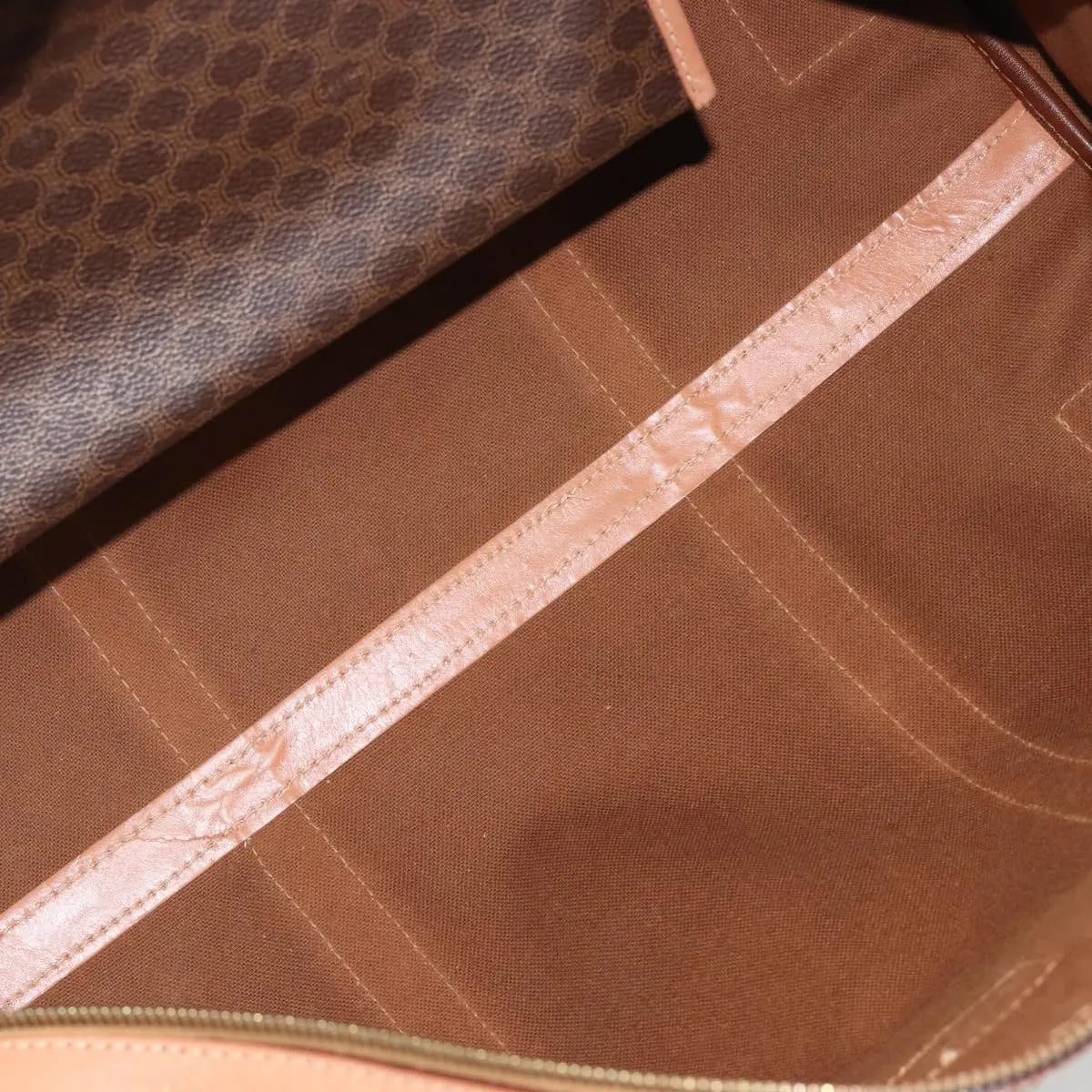 Celine Vintage Macadam Boston Canvas And Leather Brown Canvas Handbag (Pre-Owned)