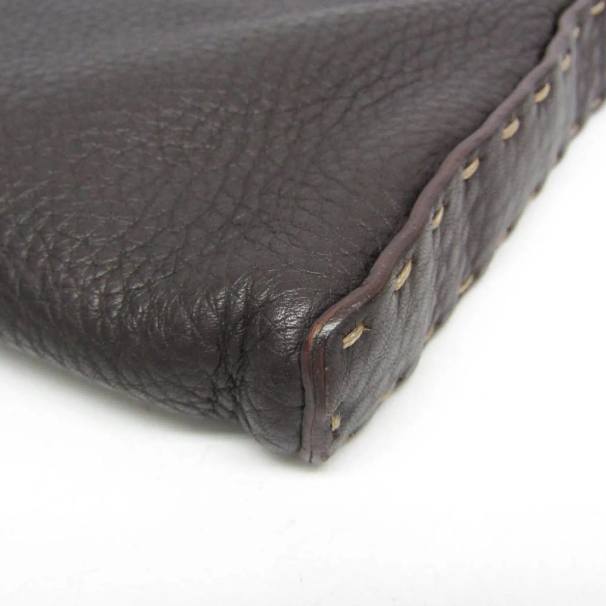 Fendi Vintage Selleria Zip Messenger Leather Brown Leather Shoulder Bag Bag (Pre-Owned)